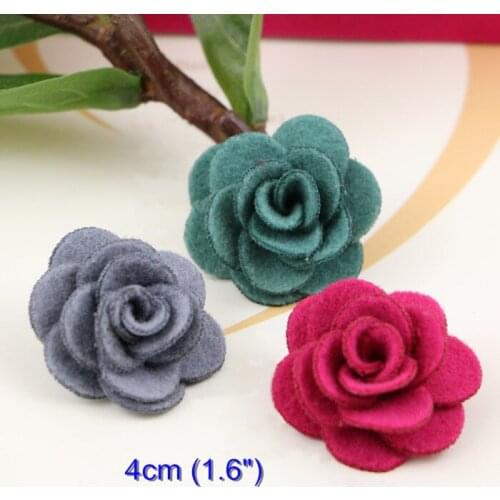 15 Wool Blend Felt Flowers 4cm (1.6") The Original Posy,Felt Flowers Accessories for Hair Clips,Handmade Flowers Rose