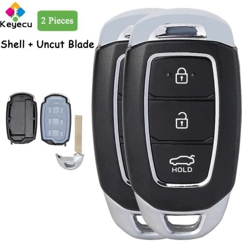 KEYECU Pair Smart Proximity Remote Control Car Key Shell Housing Case With 3 Button - FOB for Hyundai Tucson I30 Creta Solaris