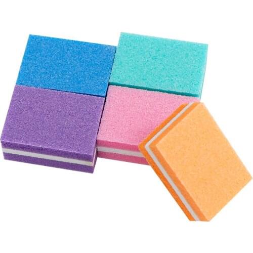 20pc/lot Mini Square Sponge Buffer Nail File Sandpaper Buffers Emery Board Colorful Small Portable Files Nail Manicure Tools