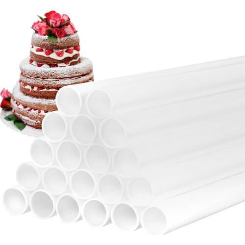 20Pcs Cake Dowels White Plastic Cake Support Rods Round Dowels Straws with 0.4 Inch Diameter & 9.4/11.8 Inch Length Reusable