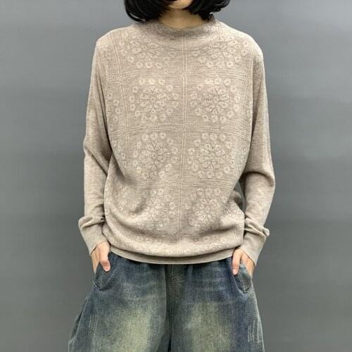 2021 Spring New Knitted Women Sweater Pullovers O-Neck Embroidery Slim Oversized Vintage Female Pulls Outwear Tops