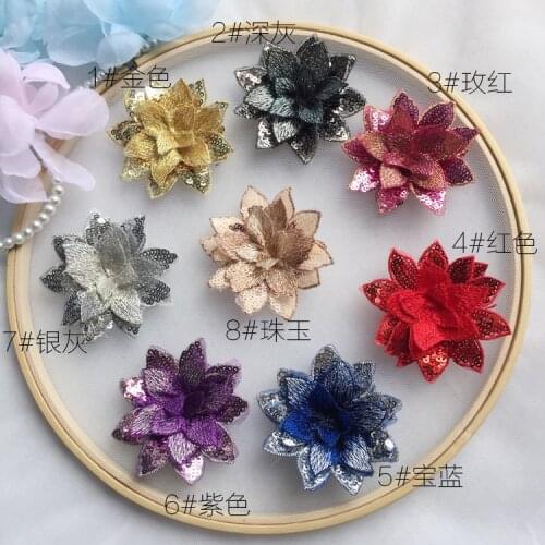 5Pcs/set Sequin Flower Embroidery Patches for Wedding Dress Clothes Sew On Lace Appliques Diy Decorative Supplies Crafts