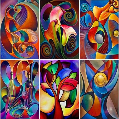 5D Diamond Painting Full Square Round Diamond Abstract Color Picture Rhinestone Diamond Mosaic Home Decoration