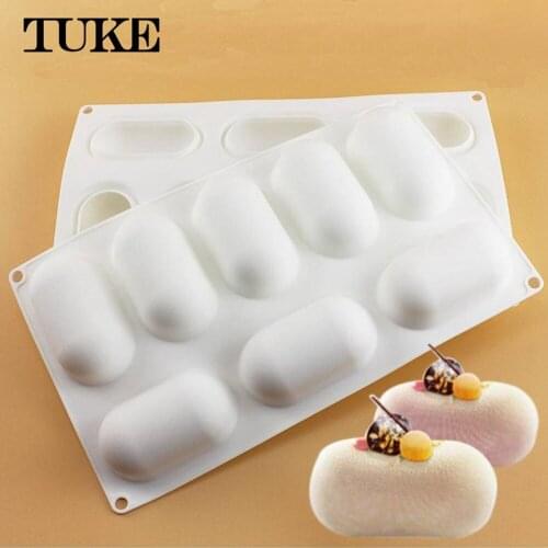 8 Slots 3D Oval Shape Silicone Soap Mould Handmade Jelly Maker Cake Mold Tool