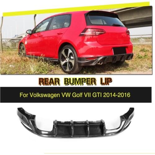 Car Styling Carbon Fiber / PU Rear Lip Diffuser Bumper Guard for VW Golf 7 VII MK7 Standard and GTI Bumper 2014 - 2016