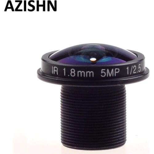 AZISHN Fisheye Lens CCTV Lens 5MP 1.8mm M12 180 degree Wide Viewing Angle F2.0 1/2.5" For HD IP Camera