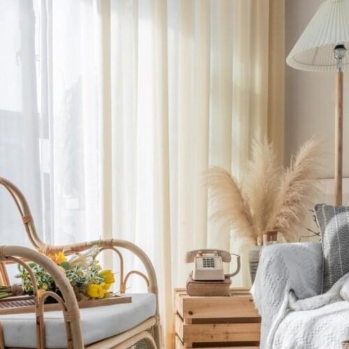 White/Beige/Grey Chiffon Semi-Blackout Tulle Curtains for Living Room Smooth Light-Protective Gauze for Bedroom Balcony ZH225*VT