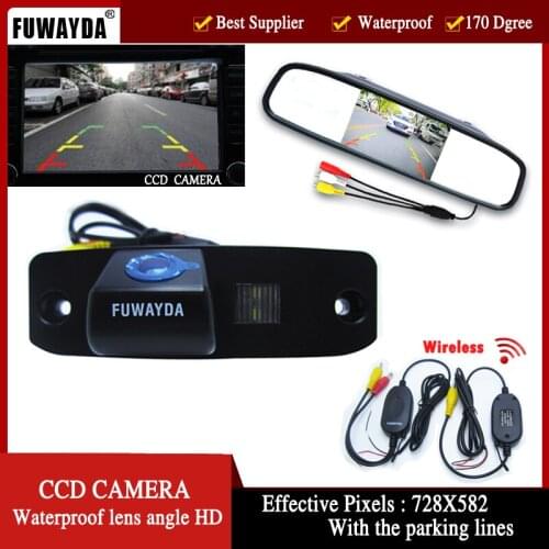Wireless CCD Car RearView Camera for Hyundai Tucson Accent Elantra Terracan Veracruz Sonata,with 4.3Inch Rearview Mirror Monitor