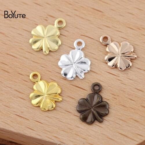 BoYuTe (500 Pieces/Lot) 6.5MM Metal Brass Stamping Clover Charms Jewelry Accessories Diy Handmade Materials Wholesale