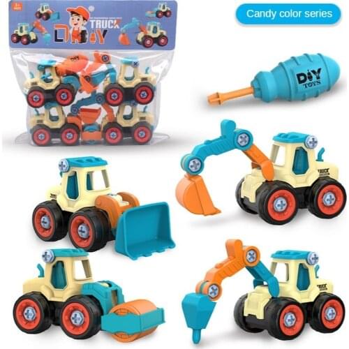 Child Creativity Disassembly Engineering Vehicle DIY Nut Assembly Disassemble Emulation Glide Excavator Model Educational Toys