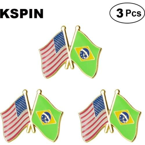 U.S.A Brazil Frendship Lapel Pin Brooches Pins Flag badge Brooch Badges