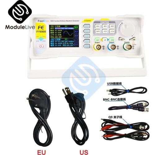 FY6900 60M 100M DDS Dual Channel Arbitrary Waveform Pulse Function Signal Generator 2.4 Inche TFT Color Liquid Crystal Display