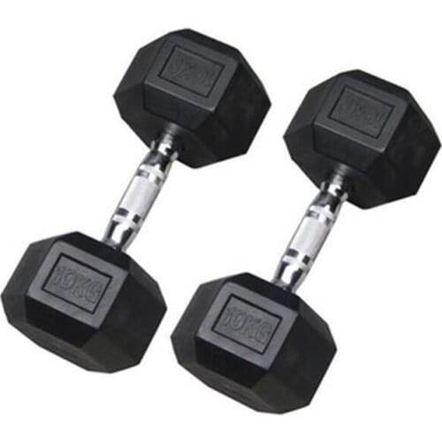 10kg rubber hexagonal dumbbells, suitable for gym unisex home fitness training arm muscle fitness fitness equipment