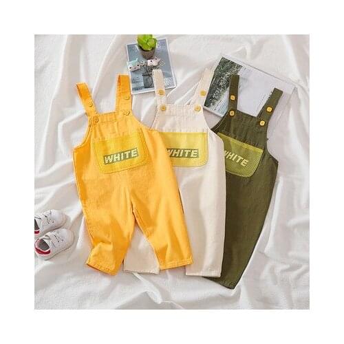 Toddler Overalls 2021 Spring AutumnBaby Boys and Girls Overalls Kids Solid Suspender Pants 1-4 Years Old Toddler Jumpsuits Pants