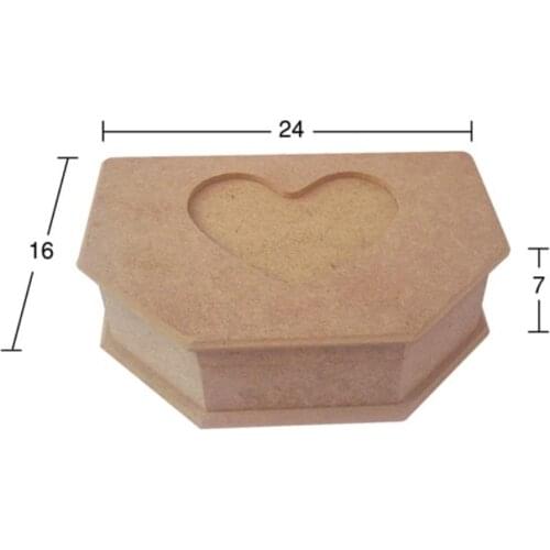 KU240 Top Heart Box, Can Be Painted Wood Mdf Box