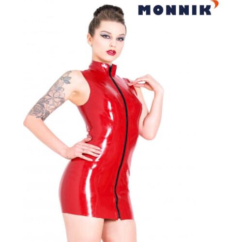 MONNIK latex Latex Rubber Dress Apron Unisex Costumes Unique with Front Zipper Club Wear