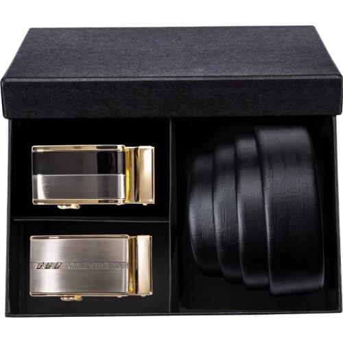 Famous Brand Mens Belt Metal Automatic Buckle Cow Leather Belt High Quality Formal Business Black Cowskin Men Strap DiBanGu