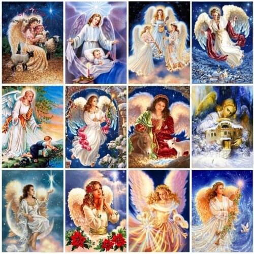 5D DIY Diamond Painting Angel Portrait Cross Stitch Kit Diamond Embroidery Angel Religious Painting Handicraft Home Decoration
