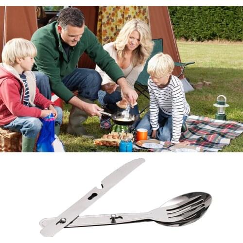 Stainless Steel Outdoor Tableware Cutlery Set Silver 3 Pieces Fork Knife Spoon Dinnerware For camping picnic traveling hiking