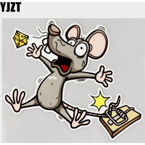 YJZT 14.2CM×12.9CM Decal The Mouse Is Trying To Steal The Cheese PVC Car Sticker 11C-0172