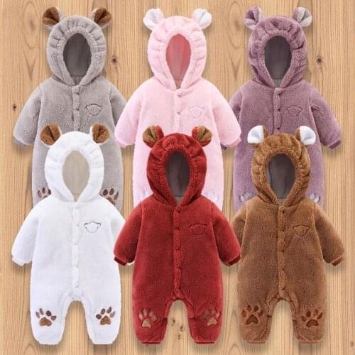 Baby girl outfit Autumn Winter Infant Clothing Thick Fluff Baby Rompers For Baby Girls Jumpsuit Newborn Baby Boys Clothes 3M-18M