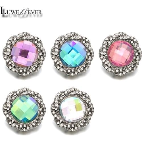 New Component w308 Crystal 18mm Metal Snap Button For Bracelet Necklace Interchangeable Jewelry Women Accessorie Findings