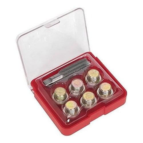 Wholesale 1Set / 7Pc Oil Sump Drain Screw Thread Repair Tool Includes 1 CR-MO Steel Tap, 6 Oil Drain Plug,6 Wahser