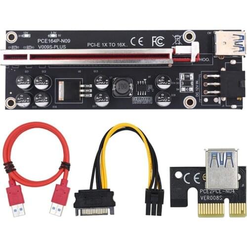 Pci-E Riser Card Pci Express 1X to 16X USB 3.0 Cable Sata to 6Pin Connector for Graphics Card Mining (2 Packs)