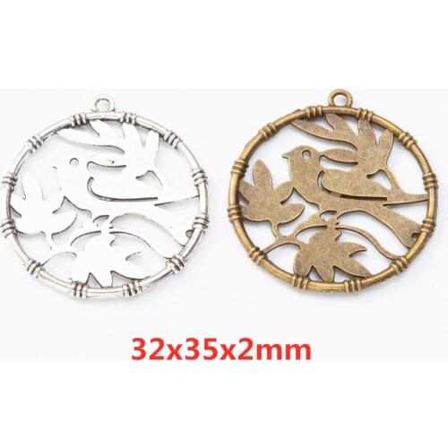 20 pieces of retro metal zinc alloy bird pendant DIY handmade jewelry necklace making 8417