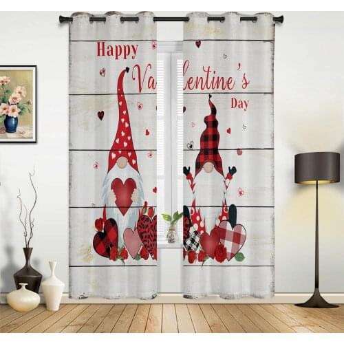 Happy ValentineS Day Love Gnome Window Curtains kids bedroom decor Curtain Home Decor Kitchen Decor Curtain Panels