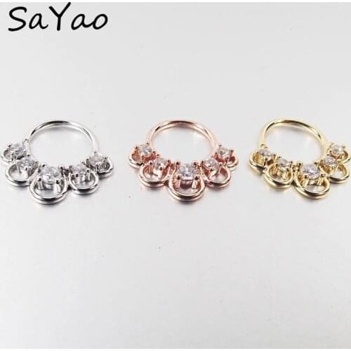 16G 1.2mm Rose Gold Cubic Zirconia Flower Earring Hoop Nose Piercing Helix Anodized Endless Tragus Cartilage Ring