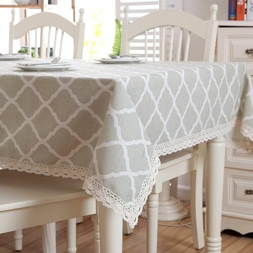 Hot Sale Cotton Linen Tablecloth Simple Lace Table Cloth Rectangular Coffee Table Cover Dining Table Tablecloth Mantel Mesa