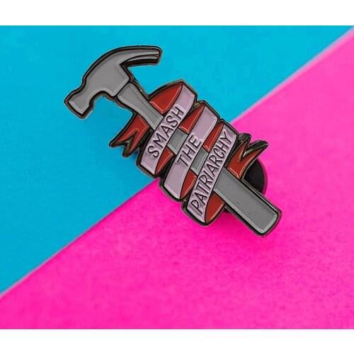 Smash the Patriarchy Feminist Enamel Brooch Pin Backpack Hat Bag Lapel Pins Badges Women Mens Fashion Jewelry Accessories