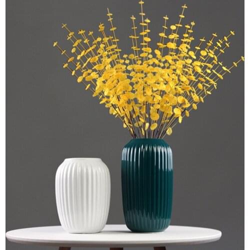 Modern Ceramic Vase+Artificial Flower Ornaments Home Livingroom Desktop Figurines Crafts Dining Table Club Furnishing Decoration
