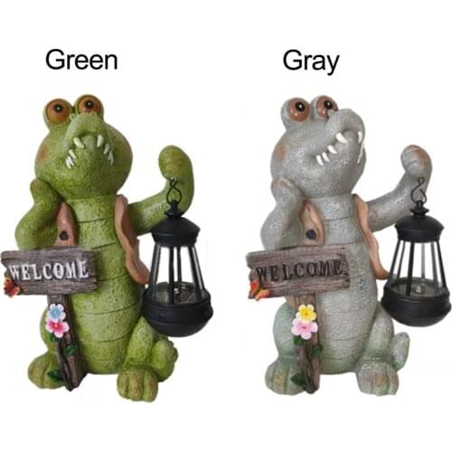 Statue Sculpture Crocodile Garden Light Home Furnishing Creative Resin Backyard Path Decoration Accessories Solar Luminous Lamp