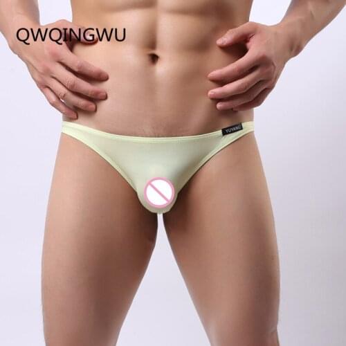 Mens Sexy Silk Material Underwear Brand Briefs Men Low Rise U Convex Pouch Brief Underwear Men Stretch Soft Breathable Briefs