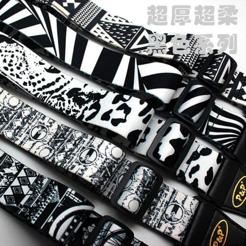 Guitar straps printed ultra-thick super soft black and white thermal transfer acoustic guitar straps guitar parts