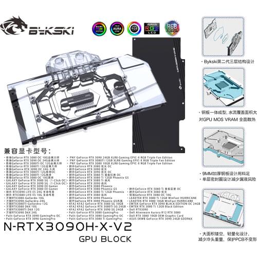 Bykski Water Block use for NVIIDIA RTX 3090 /3080 Reference Edition GPU Card / Full Cover Copper Radiator Block /A-RGB in stock