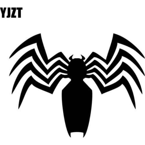 YJZT 15CM*11.4CM Spider Vinyl Decal Car Sticker Venom Black/Silver C19-0230
