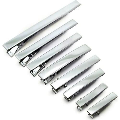 20Pcs DIY Barrette Teeth Hair Clips Utility Flat Single Prong Alligator Clips 32mm/40mm/45mm/50mm
