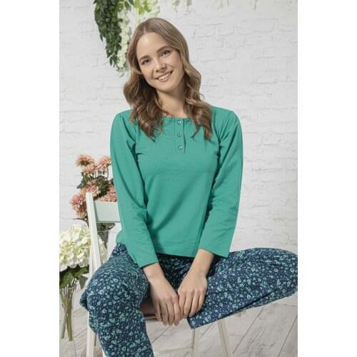 Womens Cotton Pajamas set Women 'S Modal Fabric Green Color Bottom Top Sleepwear Set Women Gift Sleepwear Nightgown Team