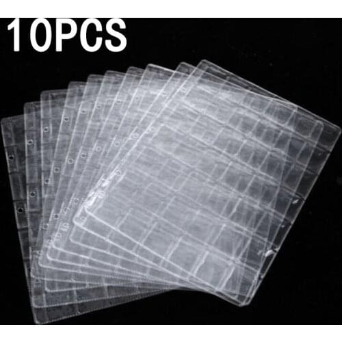 10PCS 42 Pockets Coins Albums Page Coins Collection PVC Transparent Inside Pages 250 X 200 Mm Coins Loose Leaf