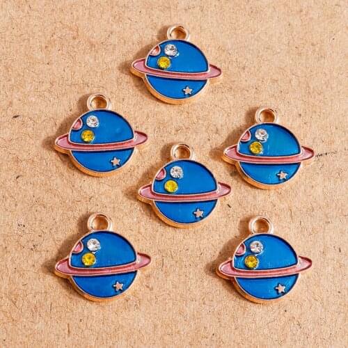 10pcs 14*13mm Alloy Enamel Planet Star Charms Pendants for Making Necklaces Drop Earrings Keychain DIY Handmade Jewelry Findings