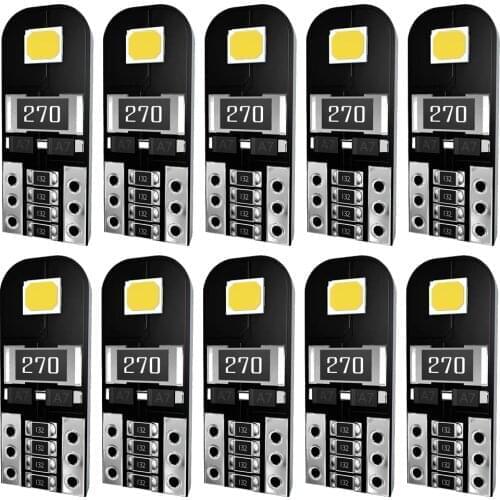 10Pcs W5W T10 LED Canbus Light Bulbs for Audi BMW VW Mercedes Car Interior Dome Light Trunk Lamp Auto Lights Error Free 12V