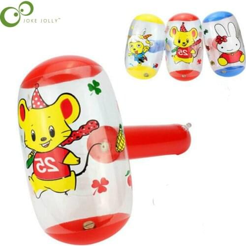 2pcs/lot Cartoon Inflatable Hammer Air Hammer With Bell Kids Children Blow Up Toys small size Inflatable toys GYH
