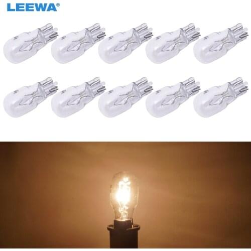 LEEWA 200pcs Warm White Car T13 Wedge 12V 10W Halogen Bulb External Halogen Lamp Replacement Dashboard Bulb Light #CA1309