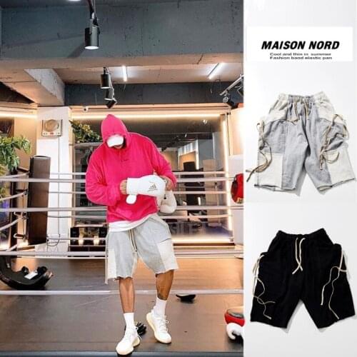2021 New Arrival Shorts Cn(origin) Men Sports Mid Drawstring Regular Knee Length Cross-pant Patchwork Patchwork Chi