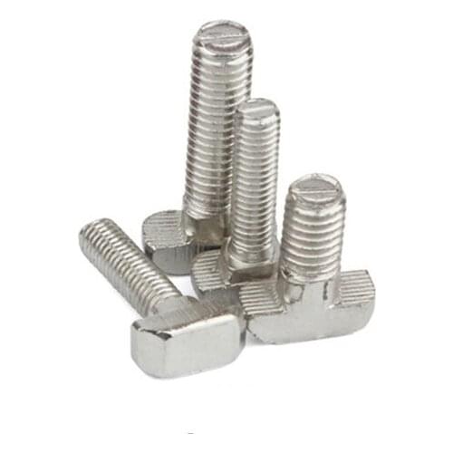 50pcs 40 Series M8 Hammer Head T-slot M8*16/20/25/30/35/40mm T Bolt Screw Nickel Plated For 4040 Aluminum Profile