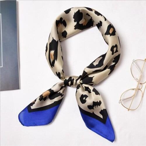 70cm New Solid Color Leopard Dot Plaid Women Print Scarf Small Square Scarves Headband Pachwork Neck Ties Handchiefs bands