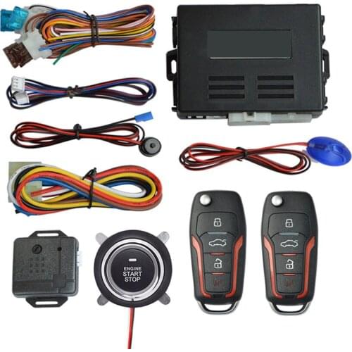 Car Alarm System with Remote Engine Start and Push Start Stop Button Keyless Entry